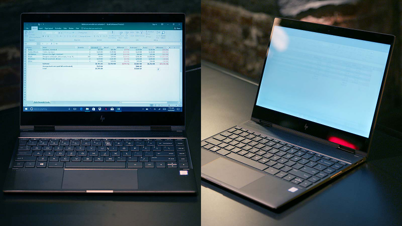 The image on the left is the normal view you see when looking straight on, while the image on the right is what HP’s privacy screen looks like the further you move away from the center of the screen.